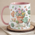 Custom Name Gardening Mug, Faux 3D Effect Mug, Gardening Gift for Mom Grandma