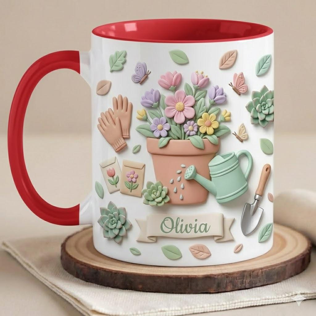 Custom Name Gardening Mug, Faux 3D Effect Mug, Gardening Gift for Mom Grandma - image 2