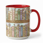 Personalized Floral Book Faux Stained-Glass Style Mug, 2D Flat Book Lover Gift, Bookish Mug - image 2