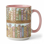 Personalized Floral Book Faux Stained-Glass Style Mug, 2D Flat Book Lover Gift, Bookish Mug - image 7