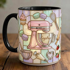 Personalized Baker Mug, Faux Stain-Glass Effect Baking Tools Design, Kitchen Gift - image 2