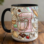 Personalized Baker Faux Stain-Glass Effect Mug, Baking Tools Design, Kitchen Gift - image 3