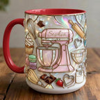 Personalized Baker Faux Stain-Glass Effect Mug, Baking Tools Design, Kitchen Gift - image 4