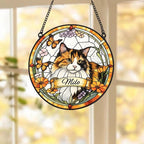 Custom Cat Portrait Stained Glass Suncatcher, Stained Glass pet Memorial, Custom cat Portrait from Photo, pet loss gifts , Stained glass cat - image 2