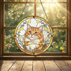 Custom Cat Portrait Stained Glass Suncatcher, Stained Glass pet Memorial, Custom cat Portrait from Photo, pet loss gifts, pet memorial gift - image 3