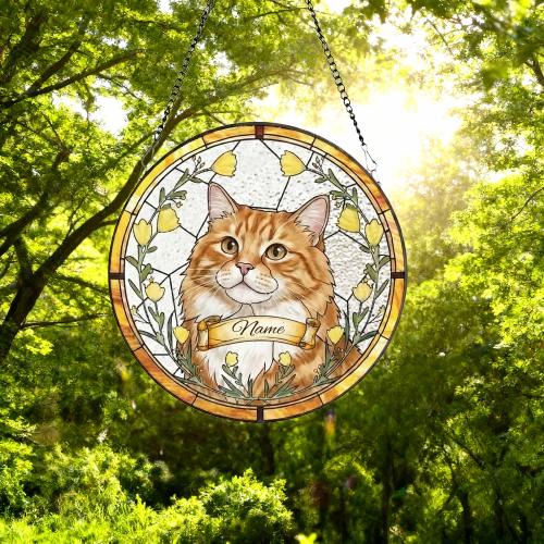 Custom Cat Portrait Stained Glass Suncatcher, Stained Glass pet Memorial, Custom cat Portrait from Photo, pet loss gifts, pet memorial gift - image 6