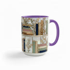 Personalized Floral Bookshelf Coffee Mug, Faux Stained Glass Style Ceramic Mug Book Lover gift - image 3