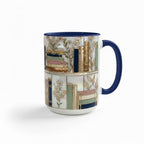 Personalized Floral Bookshelf Coffee Mug, Faux Stained Glass Style Ceramic Mug Book Lover gift - image 5