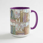 Custom Name Floral Bookshelf Faux Stained Glass Style Mug, Ceramic Mug Book Lover gift - image 3