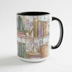 Custom Name Floral Bookshelf Faux Stained Glass Style Mug, Ceramic Mug Book Lover gift - image 6