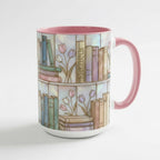 Custom Name Floral Bookshelf Faux Stained Glass Style Mug, Ceramic Mug Book Lover gift - image 2
