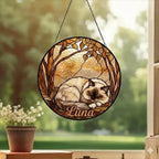 Custom Ragdoll Cat Sleeping Stained Glass Suncatcher: Cat Lover Gift