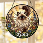 Custom Himalayan cat   Wildflowers Glass Suncatcher: Cat Mom Window Decor - image 5