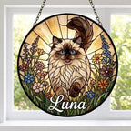 Custom Himalayan cat   Wildflowers Glass Suncatcher: Cat Mom Window Decor - image 6