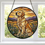 Custom Golden Retriever Stained Glass Suncatcher,  Pet Lover Gift, Housewarming Gift, Window Hangings - image 3