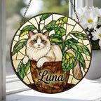 Custom Ragdoll  Cat Stained Glass Window Hanging for Plant Lovers, Cozy Sunlit Home and Garden Decor, gift for cat lover - image 4