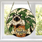 Custom Himalayan cat Stained Glass Window Hanging for Plant Lovers, Cozy Sunlit Home and Garden Decor, gift for cat lover - image 5