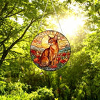 Custom Cat Stained Glass Suncatcher, Mothers Day Gift For Mom, Poppies Flower Suncatcher, Abyssinian  Hanging Window, Cat Lover Gift - image 6