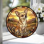 Custom Chihuahua  dog Stained Glass Suncatcher,  Pet Lover Gift, Housewarming Gift, Window Hangings - image 4