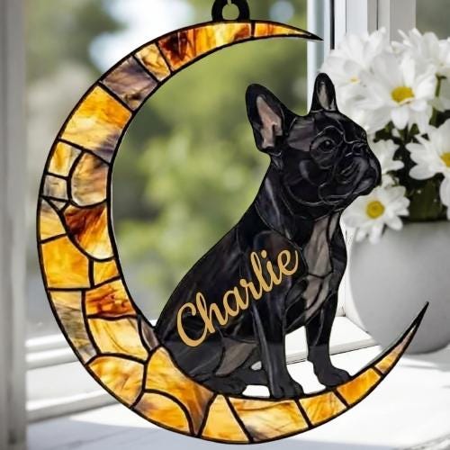 Custom Black French Bulldog ACRYLIC Suncatcher, Dog Suncatcher, French Bulldog , Black Dog, Window Hanging, Gift For Animal Lover, Dog Gift - image 2