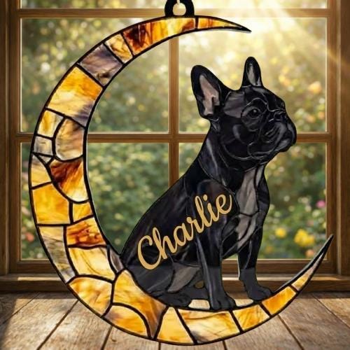 Custom Black French Bulldog ACRYLIC Suncatcher, Dog Suncatcher, French Bulldog , Black Dog, Window Hanging, Gift For Animal Lover, Dog Gift - image 3