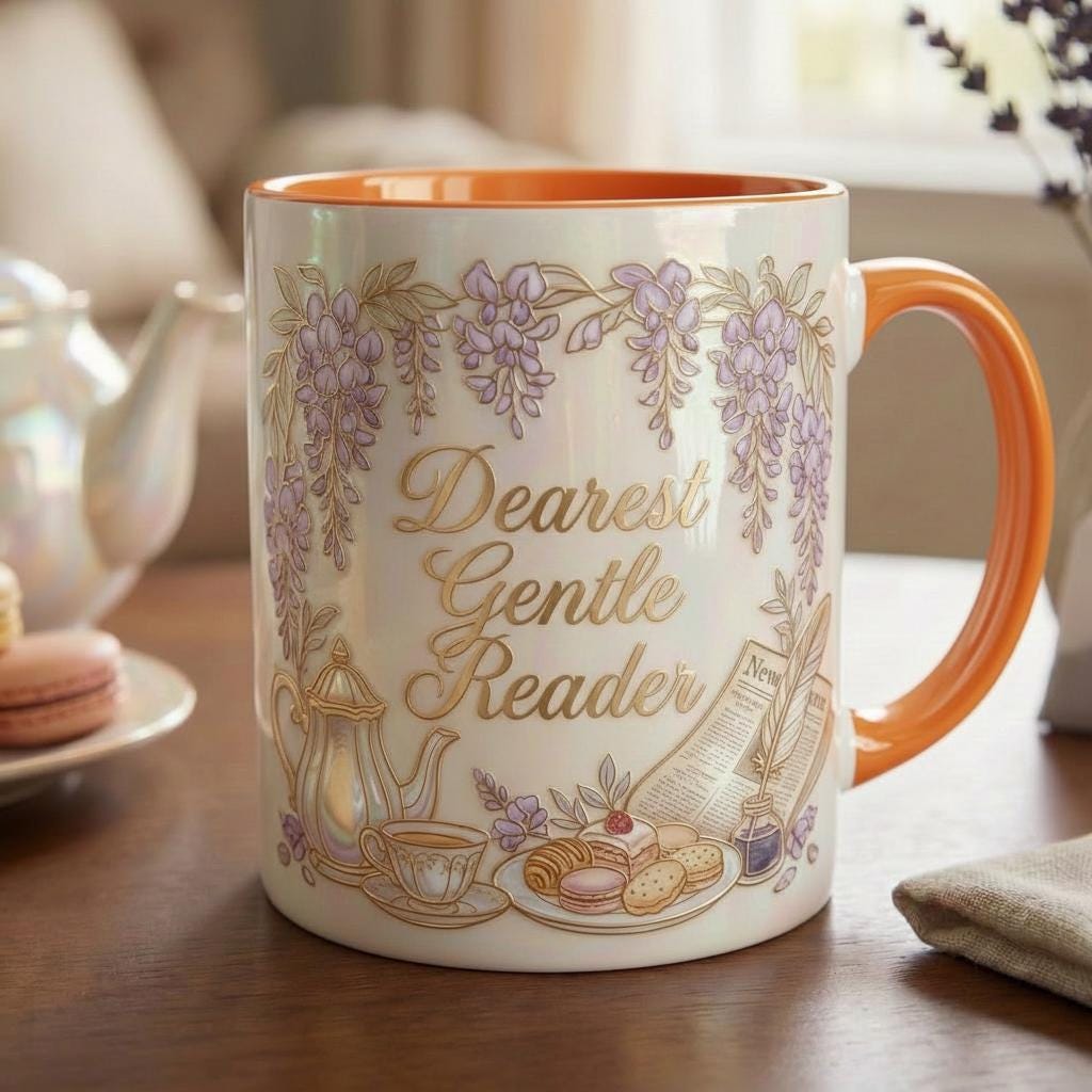 Dearest Gentle Reader Mug, Faux 3D Effect Design, Bookish Tea Romance Reader Gift - image 4