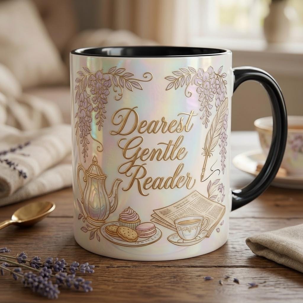 Dearest Gentle Reader Mug Faux 3D Effect, Bookish Tea Romance Reader Gift - image 4