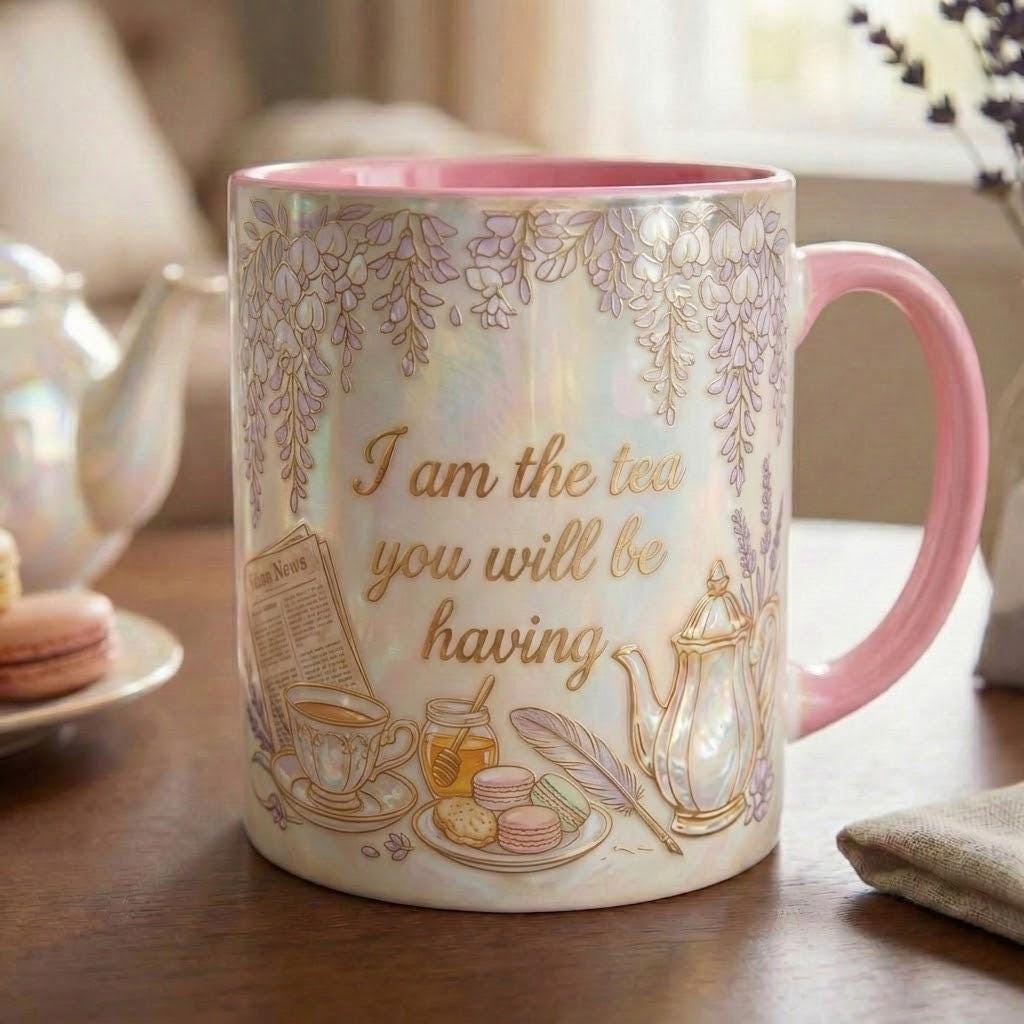 I Am The Tea That You Are Having Faux 3D Effect Mug, Bookish Tea Romance Reader Gift, 2D Flat Mug - image 2