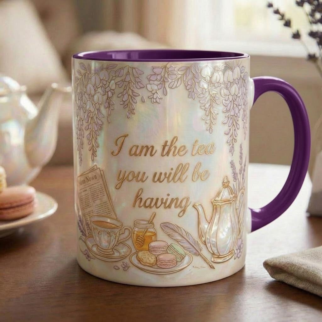 I Am The Tea That You Are Having Faux 3D Effect Mug, Bookish Tea Romance Reader Gift, 2D Flat Mug