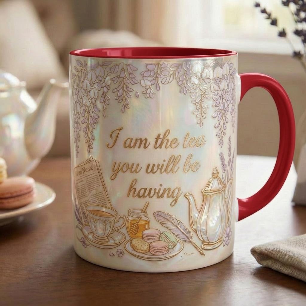 I Am The Tea That You Are Having Faux 3D Effect Mug, Bookish Tea Romance Reader Gift, 2D Flat Mug - image 3