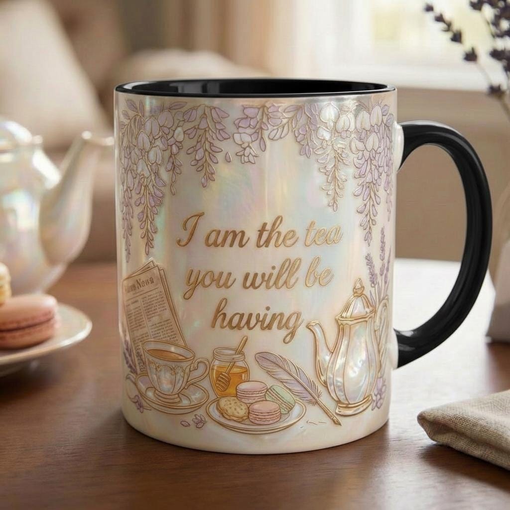 I Am The Tea That You Are Having Faux 3D Effect Mug, Bookish Tea Romance Reader Gift, 2D Flat Mug - image 4