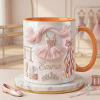 Personalized Ballerina Faux 3D Effect Mug, Pink Ballet Coffee Cup, Elegant Dance Lover Drinkware - image 4