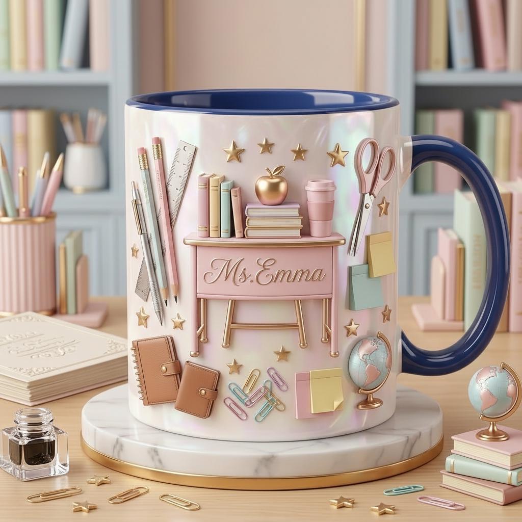 Personalized Teacher Faux 3D Effect Mug, 2D Flat Teacher Gift - image 3