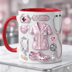 Personalized Nurse Life Faux 3D Effect Mug, Crystal Style Medical Icons, Gift For Nurses - image 4