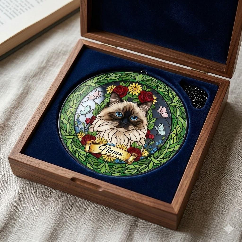 Custom Himalayan cat  Portrait Stained Glass Suncatcher, Custom  Pet Memorial Stained Glass Suncatcher, Cat Memorial Gift, Pet Loss Gift - image 3