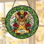 Custom Abyssinian Cat Portrait Stained Glass Suncatcher, Custom  Pet Memorial Stained Glass Suncatcher, Cat Memorial Gift,  Pet Loss Gift - image 4