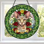 Custom Sphynx Cat Portrait Stained Glass Suncatcher, Custom  Pet Memorial Stained Glass Suncatcher, Cat Memorial Gift, Pet Loss Gift