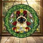 Custom Siamese Cat Portrait Stained Glass Suncatcher, Custom  Pet Memorial Stained Glass Suncatcher, Cat Memorial Gift, Pet Loss Gift - image 5