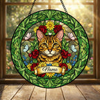 Custom Bengal  Cat Portrait Stained Glass Suncatcher, Custom  Pet Memorial Stained Glass Suncatcher, Cat Memorial Gift,  Pet Loss Gift - image 3