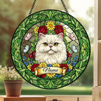 Custom Persian Cat Portrait Stained Glass Suncatcher, Custom  Pet Memorial Stained Glass Suncatcher, Cat Memorial Gift,  Pet Loss Gift - image 2