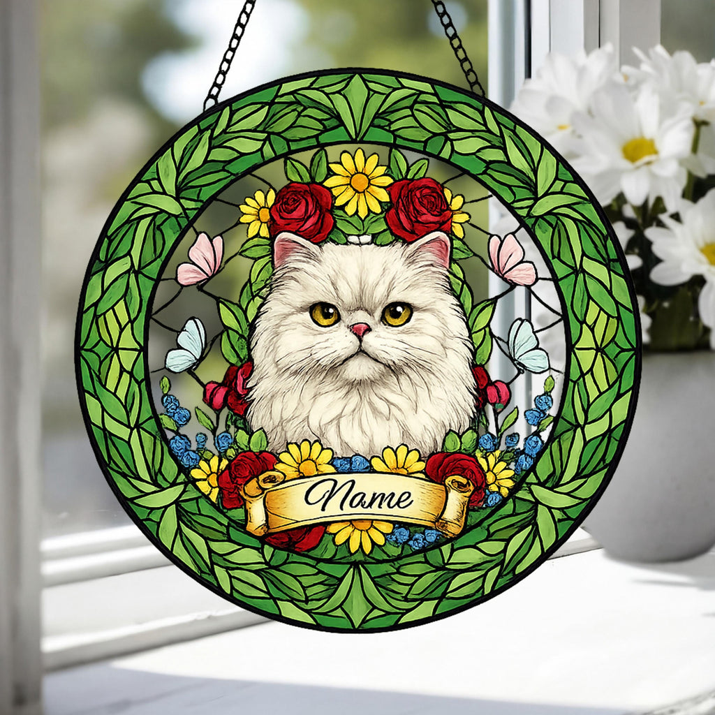 Custom Persian Cat Portrait Stained Glass Suncatcher, Custom  Pet Memorial Stained Glass Suncatcher, Cat Memorial Gift,  Pet Loss Gift - image 3