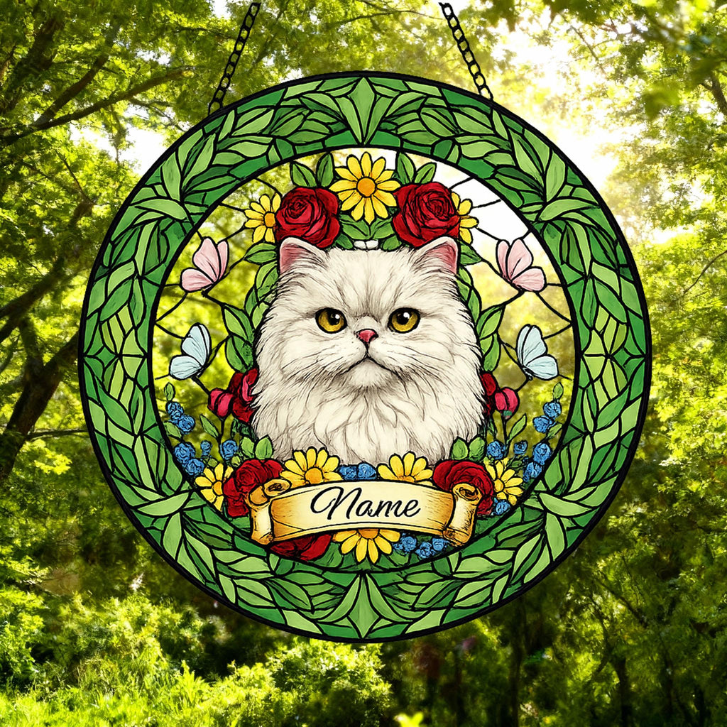 Custom Persian Cat Portrait Stained Glass Suncatcher, Custom  Pet Memorial Stained Glass Suncatcher, Cat Memorial Gift,  Pet Loss Gift - image 5