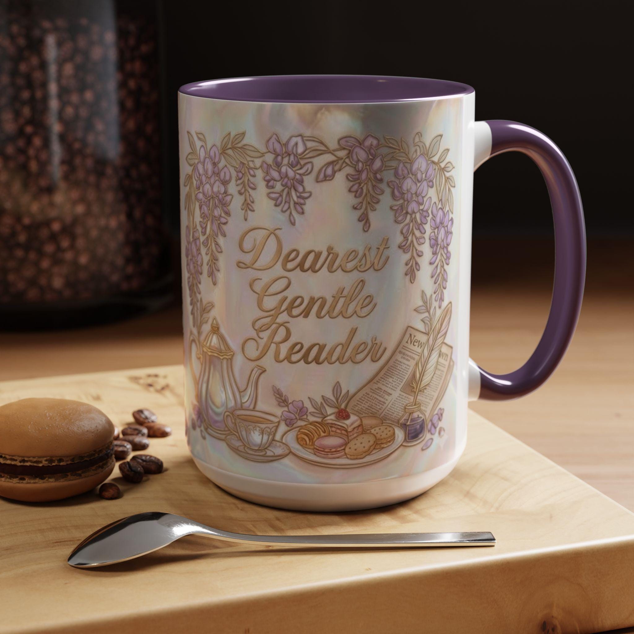 Dearest Gentle Reader Faux 3D Effect Mug, Bookish Tea Lover Gift, Romance Reader Accent Mug - image 2