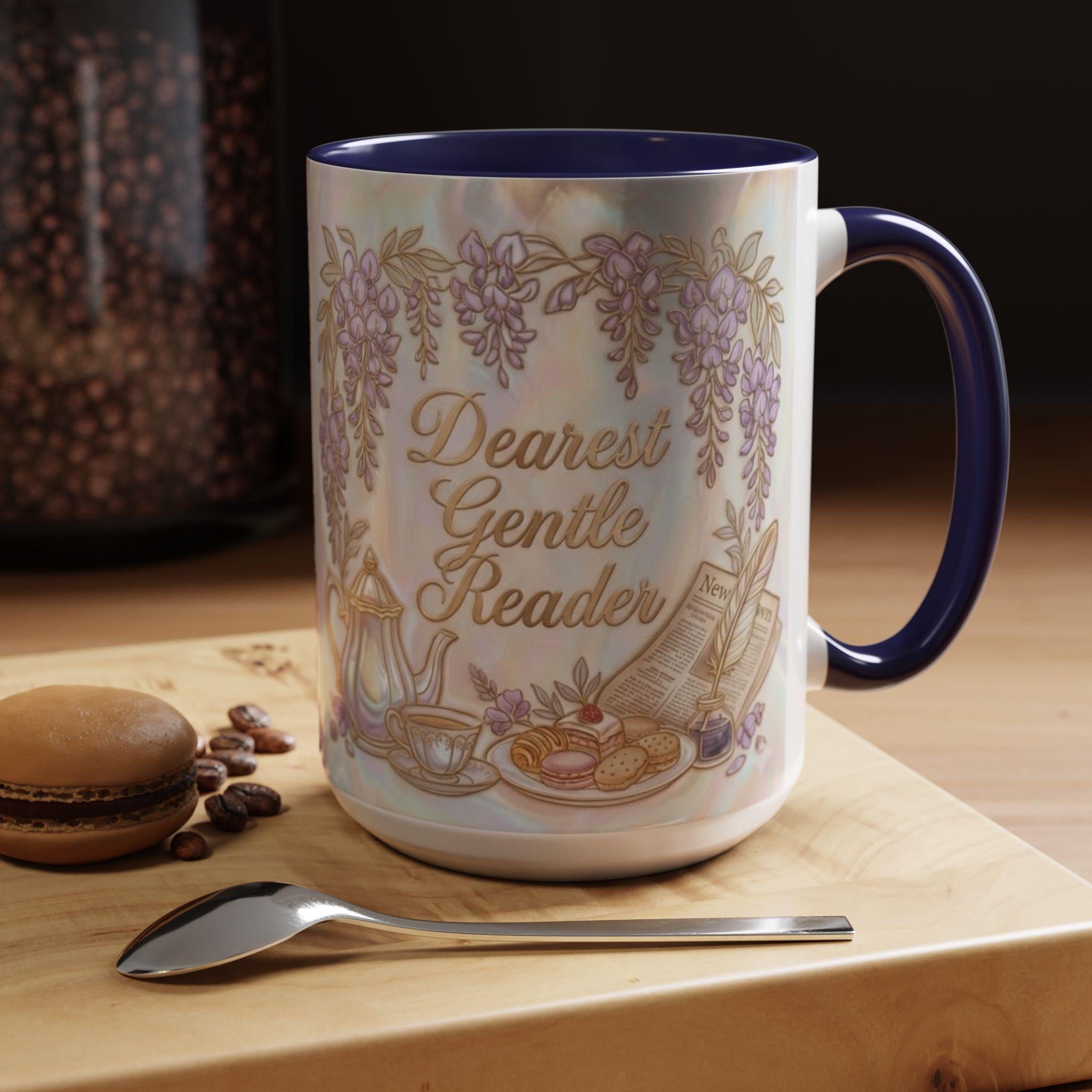 Dearest Gentle Reader Faux 3D Effect Mug, Bookish Tea Lover Gift, Romance Reader Accent Mug - image 4