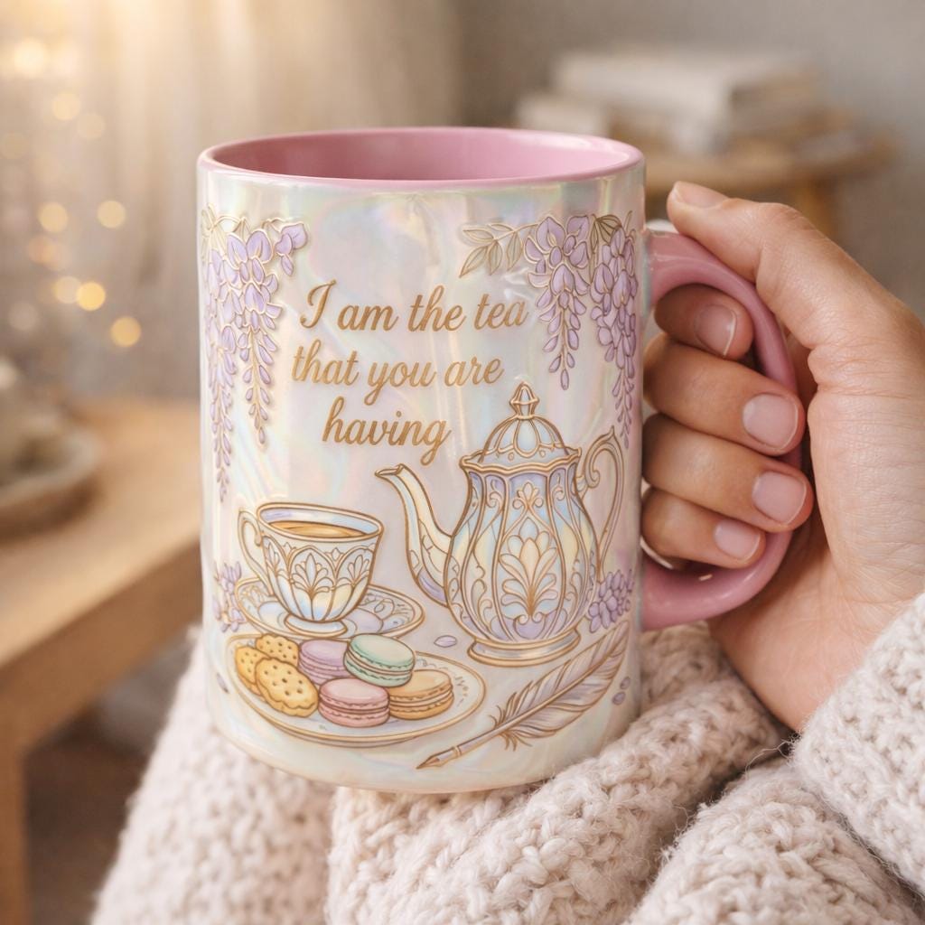 I Am The Tea You Will Be Having Faux 3D Effect Mug, Bookish Tea Lover Gift - image 2