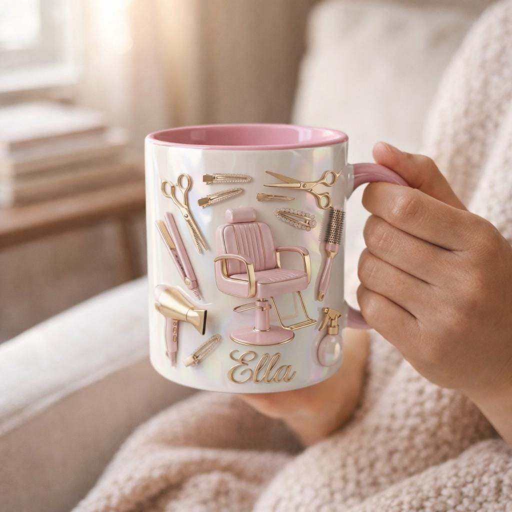 Personalized Hairstylist Faux 3D Effect Mug, Beauty Salon Mug, Gift for Hairdresser, Hair Dresser Gift - image 2