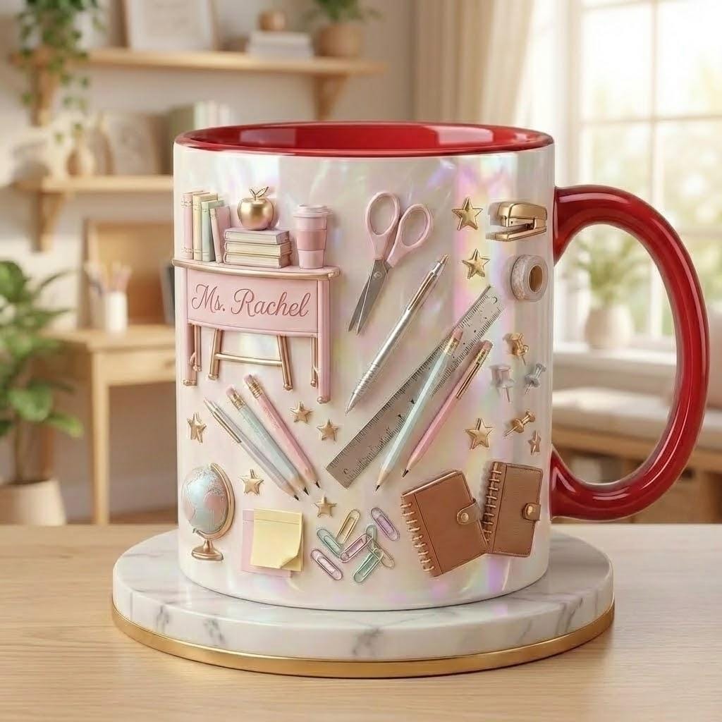 Personalized Teacher Faux 3D Effect Mug, Gift for Teacher