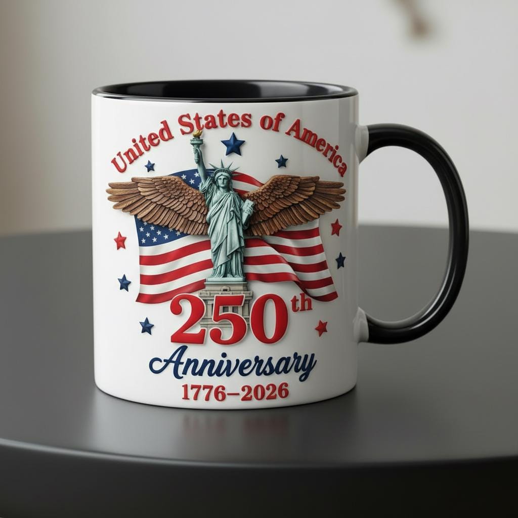 250th America Anniversary Mug, Independence Day Coffee Mugs, 4th of July Patriotic Eagle USA Flag Gift - image 3