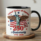 250th America Anniversary Mug, Independence Day Coffee Mugs, 4th of July Patriotic Eagle USA Flag Gift