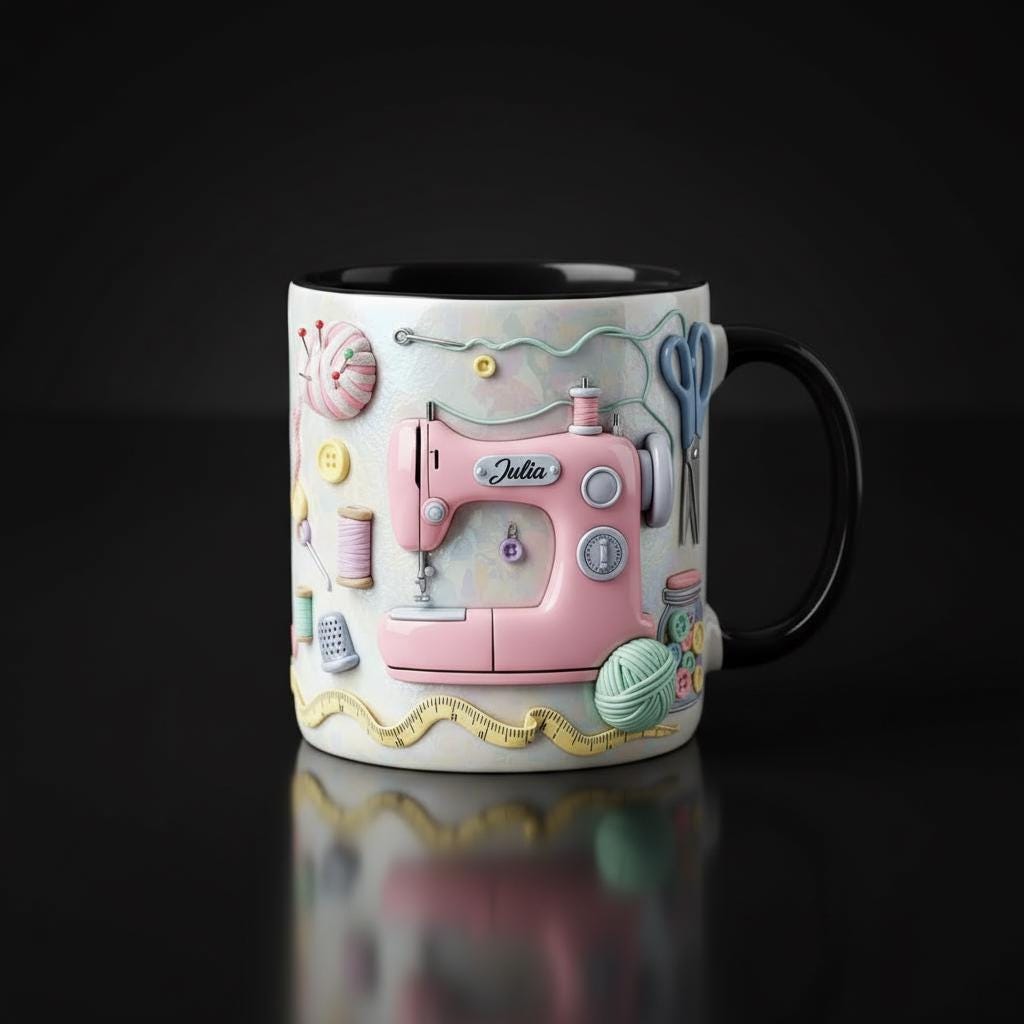 Personalized Sewing Mug, Custom Sewing Knitting Lover Coffee Cup, Mothers Day Gift, Gift for Mom Grandma - image 2